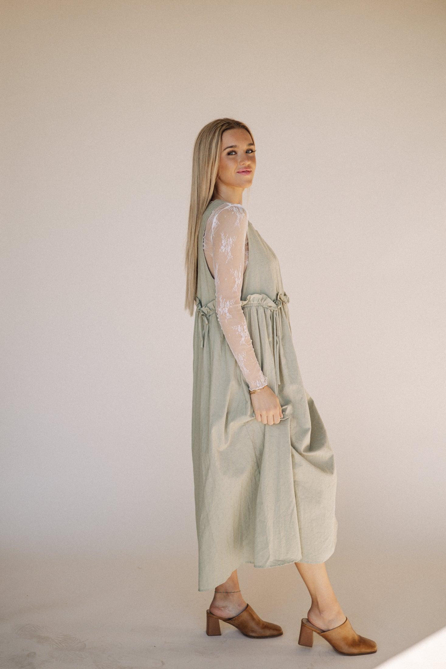 Arey Overall Dress in Olive