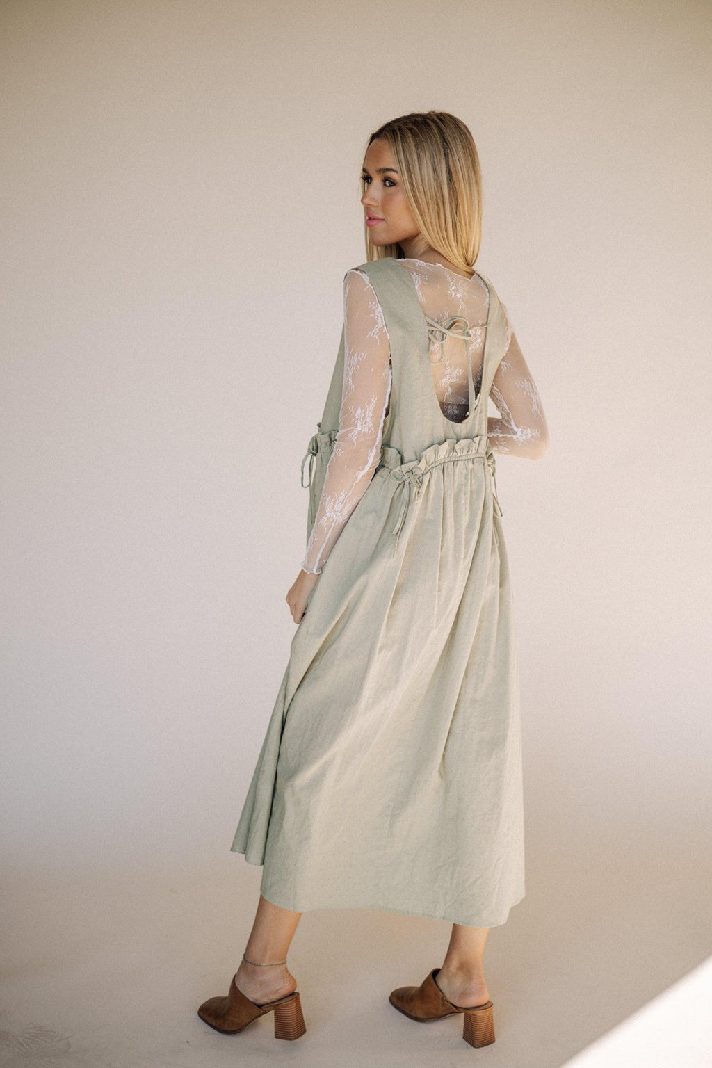 Arey Overall Dress in Olive