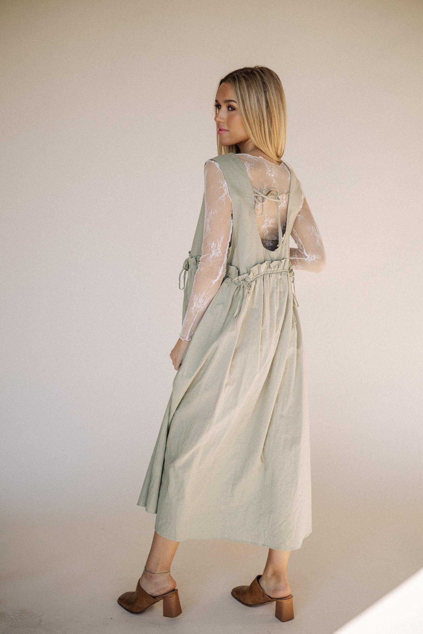 Arey Overall Dress in Olive