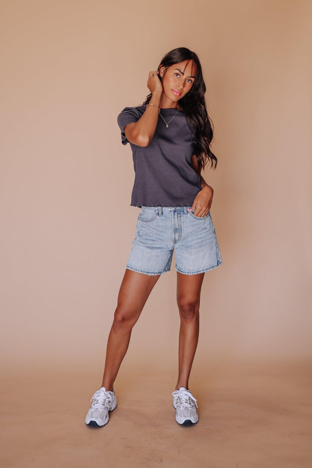 Marlee Bamboo Top in Charcoal
