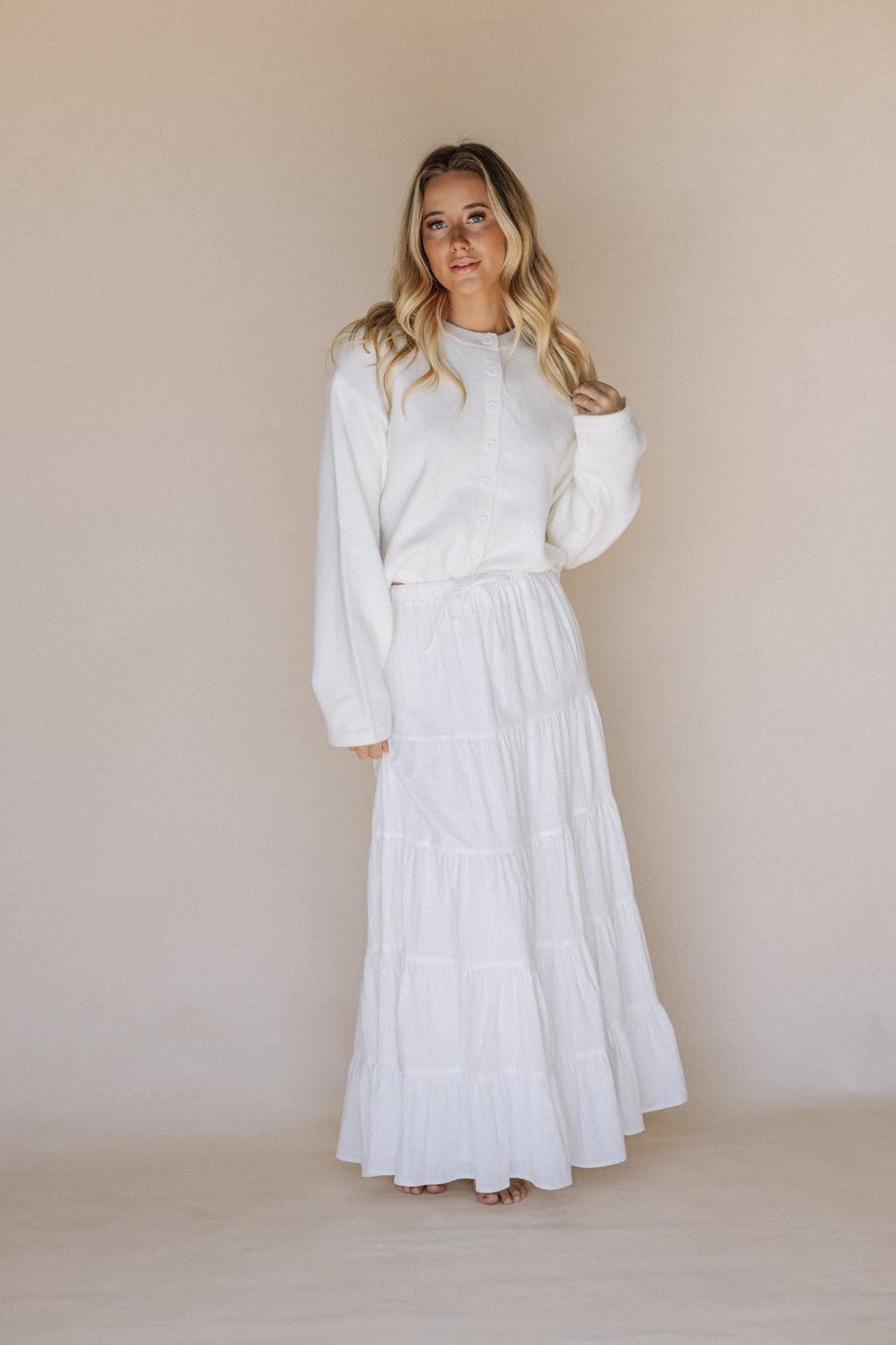 Lexi LDS Temple Skirt in White