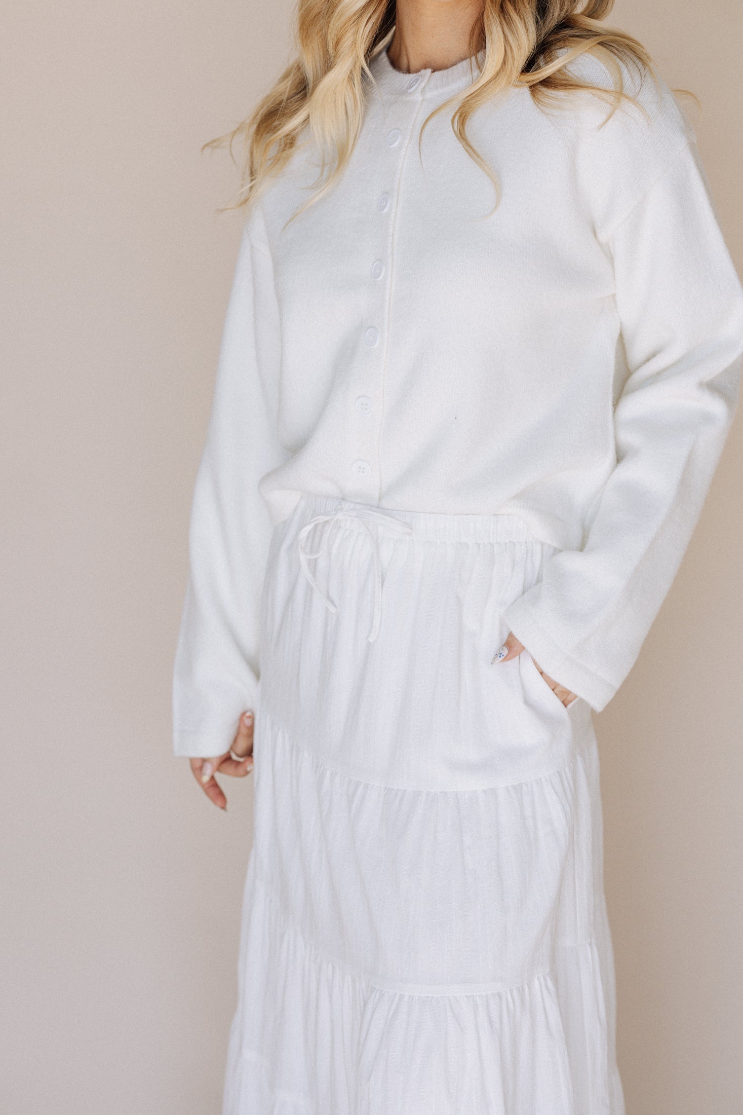 Lexi LDS Temple Skirt in White Plus