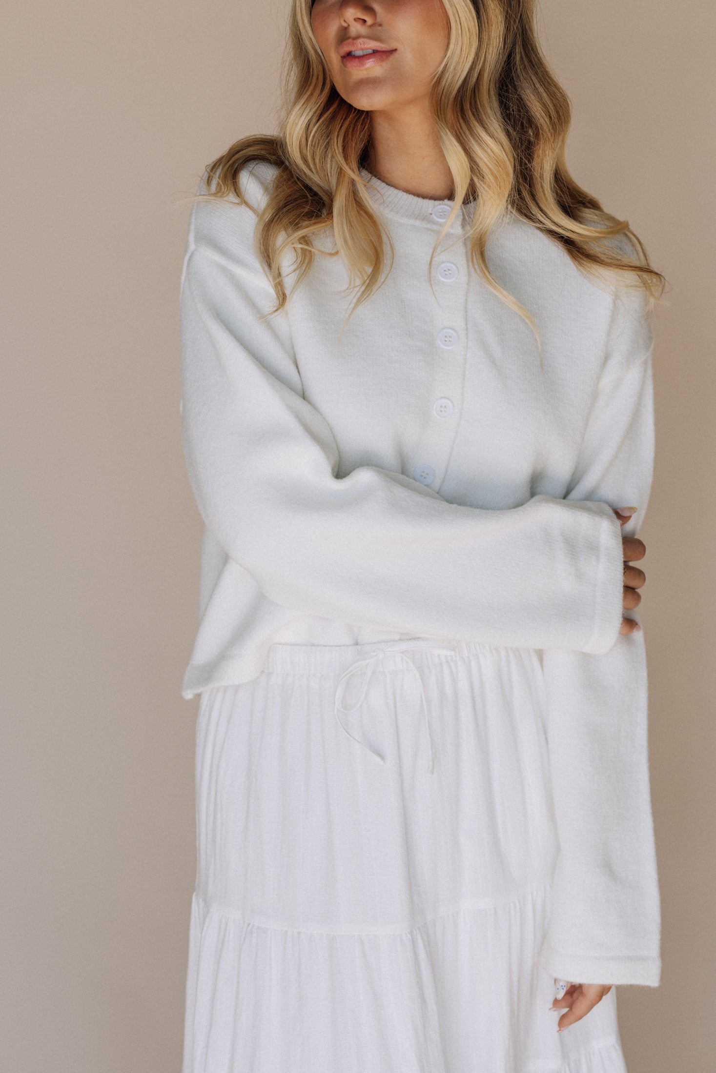 Lexi LDS Temple Skirt in White Plus