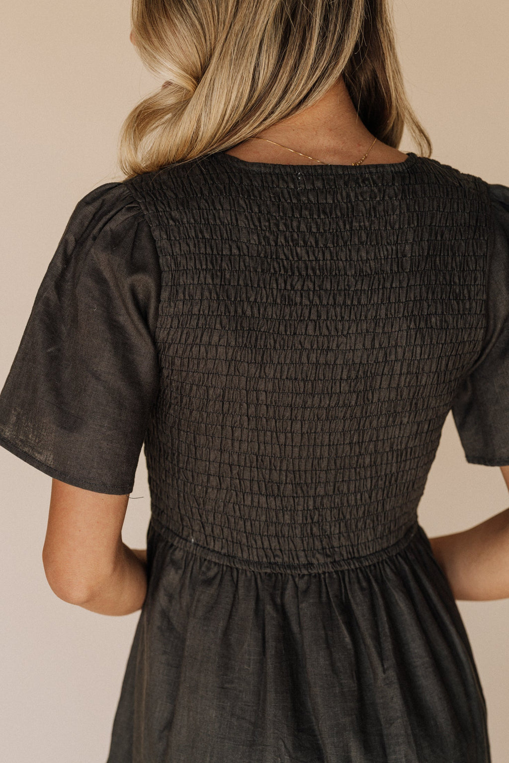 Tayla Linen Cotton Dress in Black