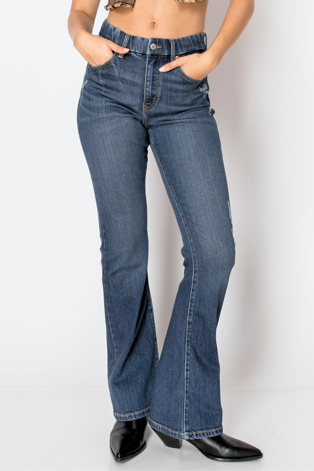 ECO ZERO COTTON Corset High Rise Phone Pocket Bootcut Jeans