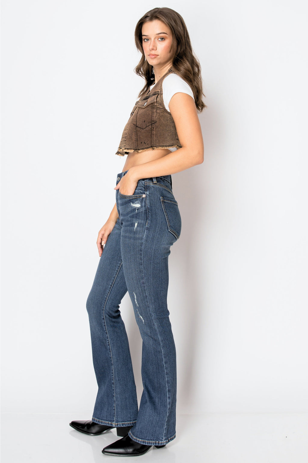 ECO ZERO COTTON Corset High Rise Phone Pocket Bootcut Jeans