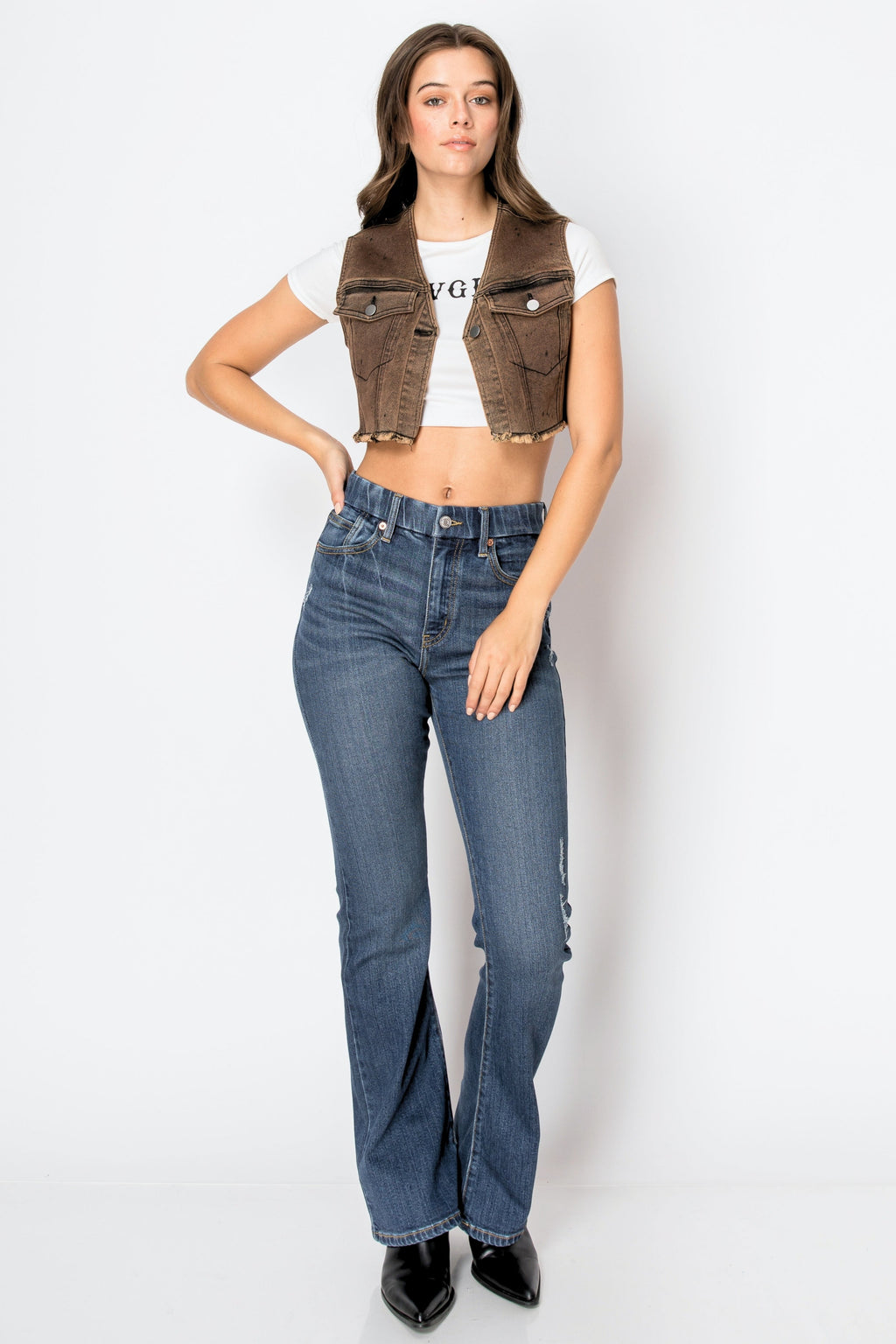 ECO ZERO COTTON Corset High Rise Phone Pocket Bootcut Jeans