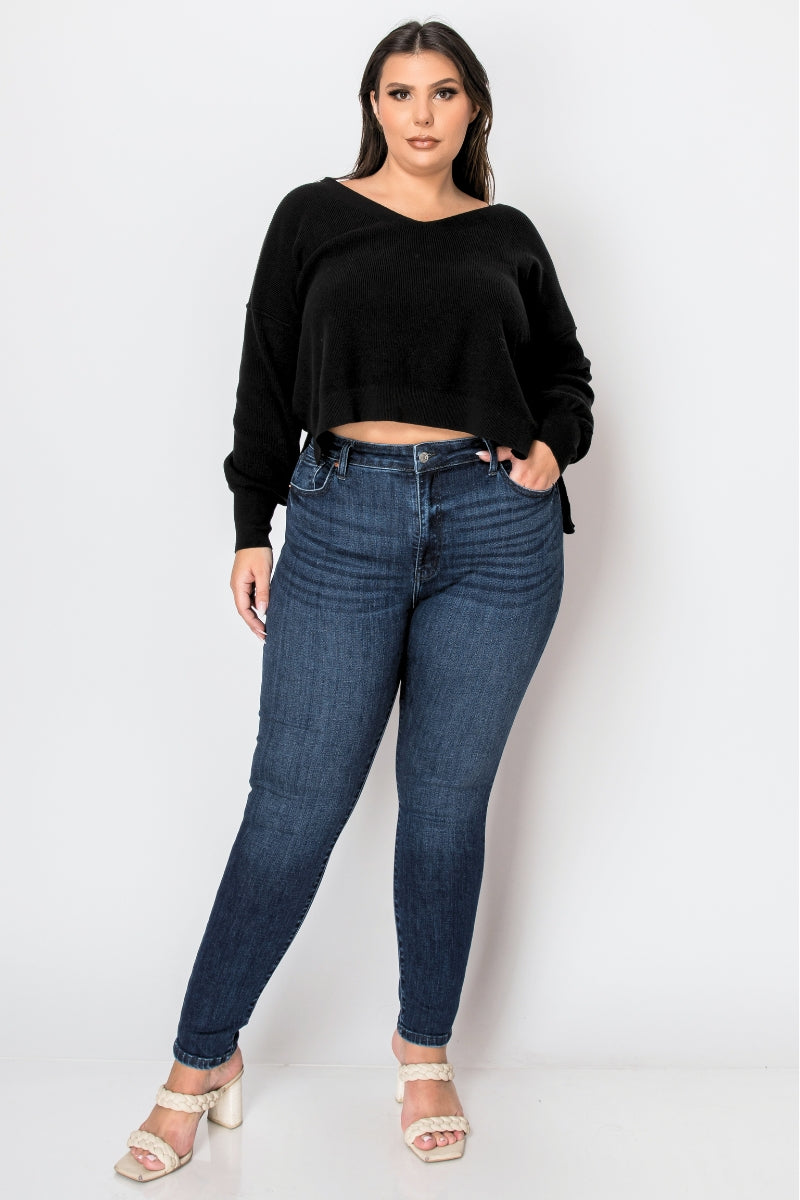Artemis Vintage | Noir Corset High Rise Super Skinny Jeans
