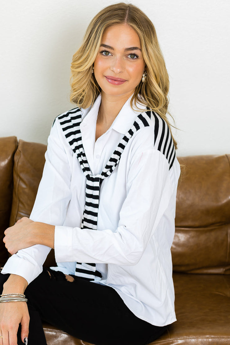 Willette Top with Stripe Front Ties