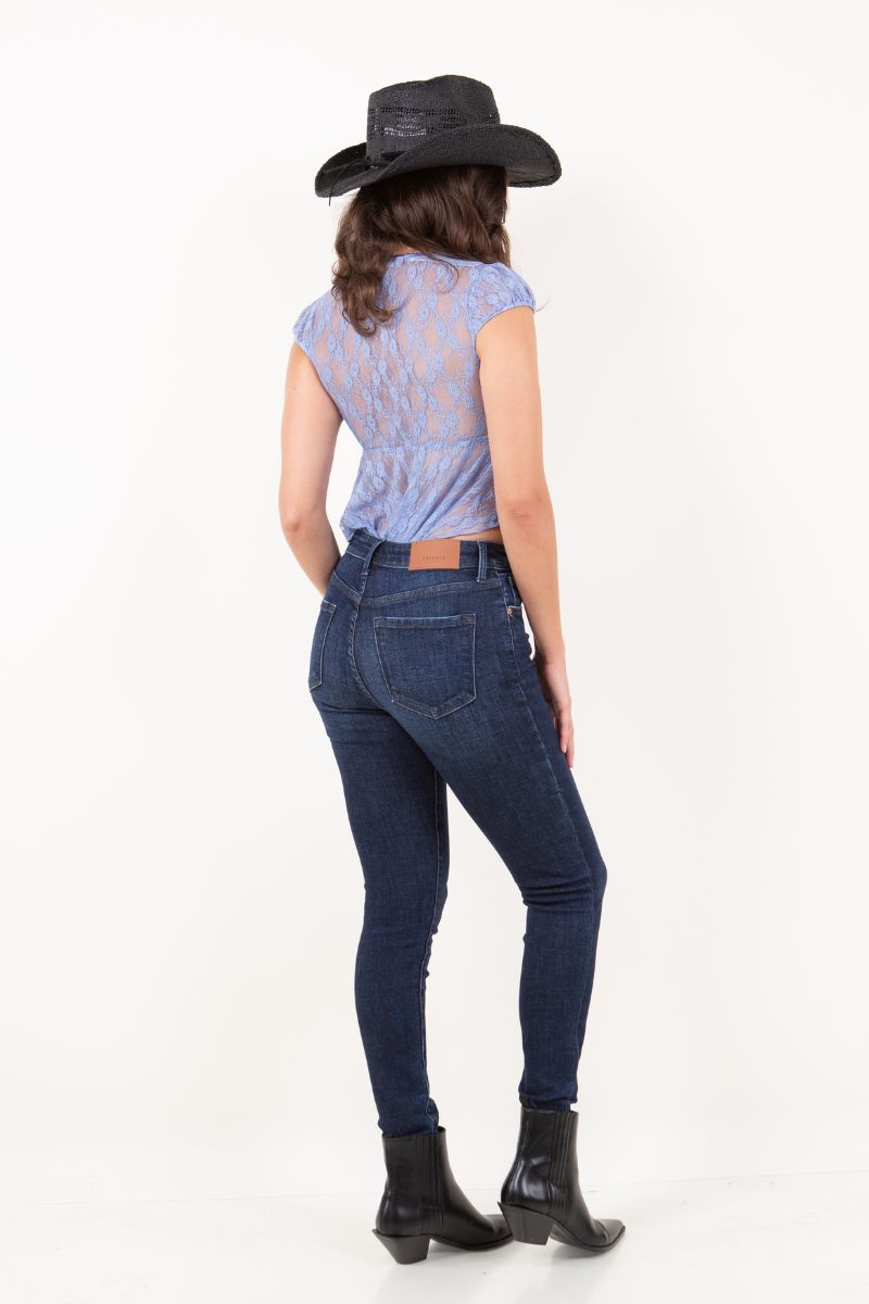 Artemis Vintage | Noir Corset High Rise Super Skinny Jeans