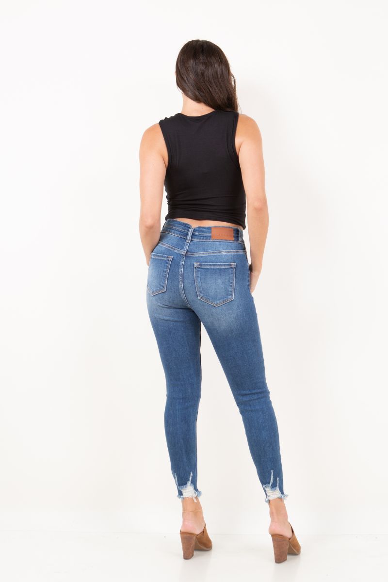 Artemis Vintage | Rebel Corset Double Waist Ankle Distress Jeans