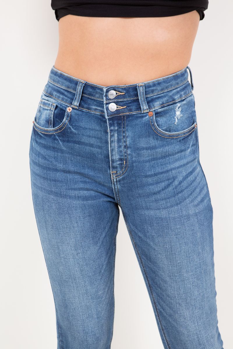 Artemis Vintage | Rebel Corset Double Waist Ankle Distress Jeans