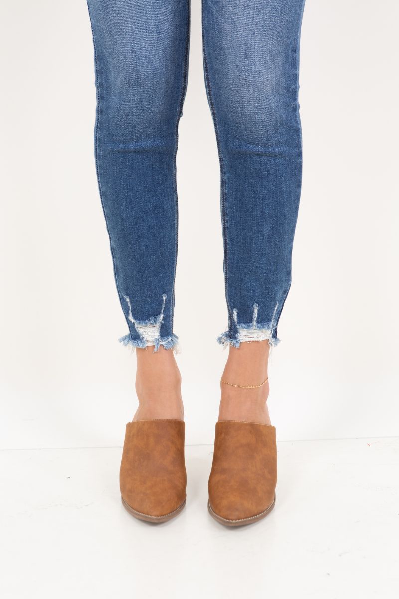 Artemis Vintage | Rebel Corset Double Waist Ankle Distress Jeans