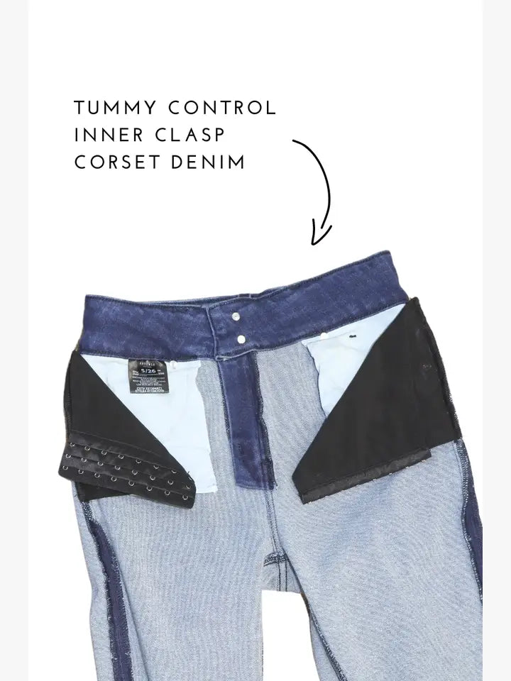 ECO FRIENDLY CORSET CROP FLARE JEANS