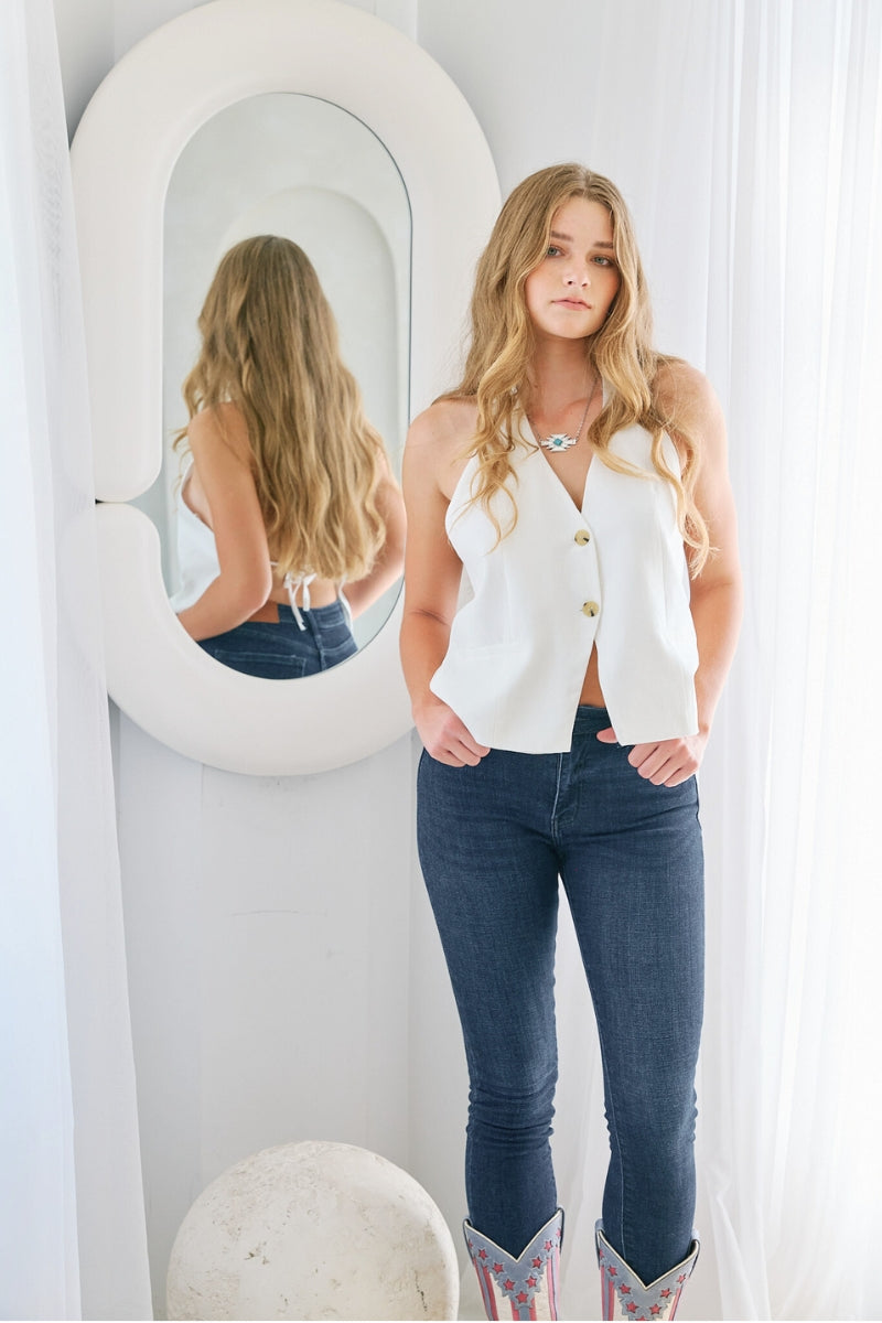 Artemis Vintage | Noir Corset High Rise Super Skinny Jeans