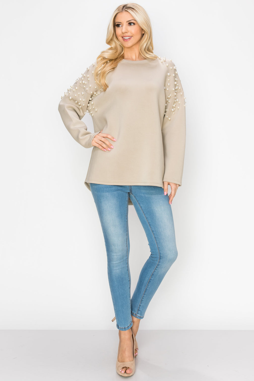 Fiona Stretch French Scuba Pearl Top