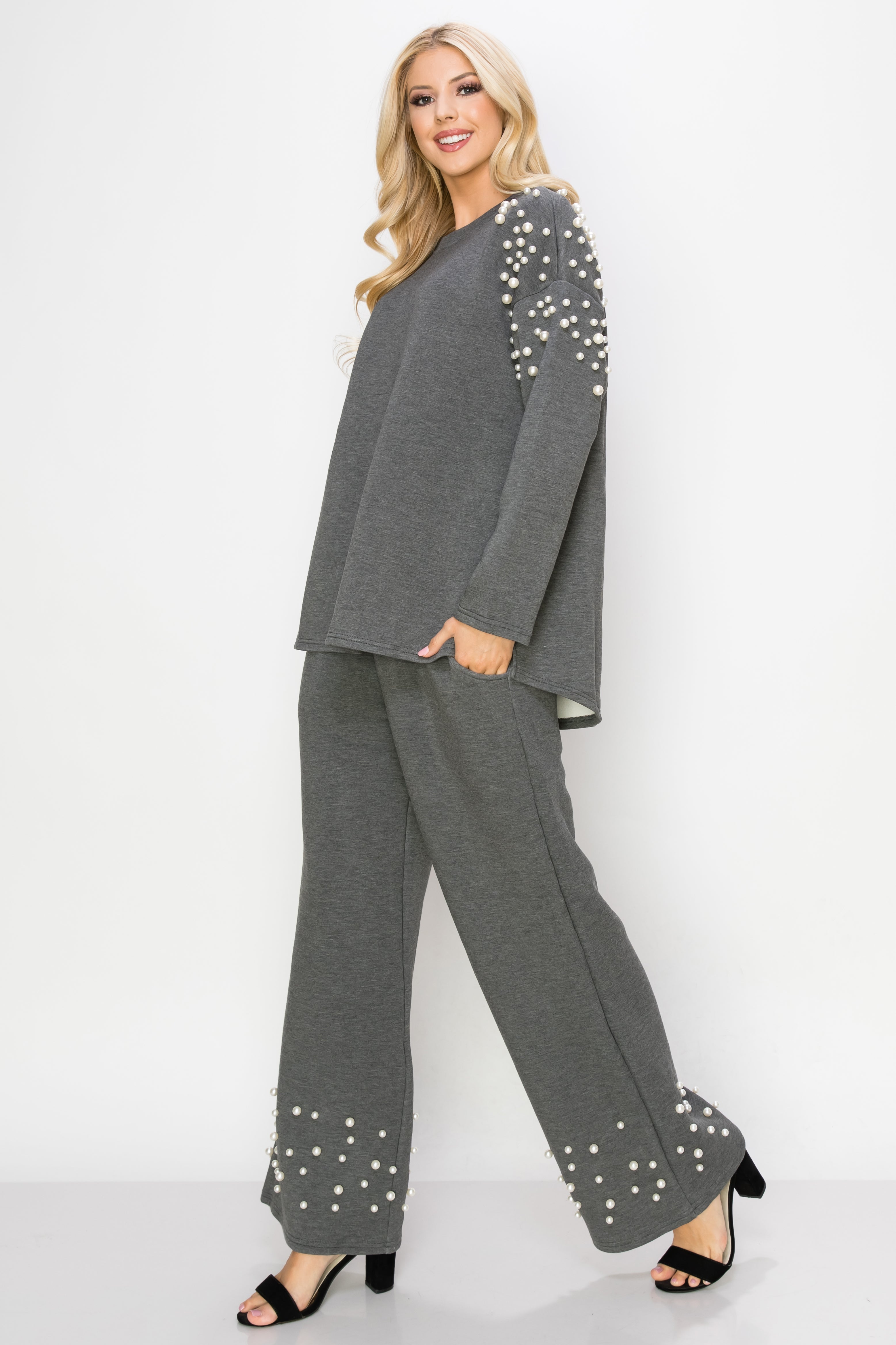 Faith Stretch French Scuba Pearl Pant