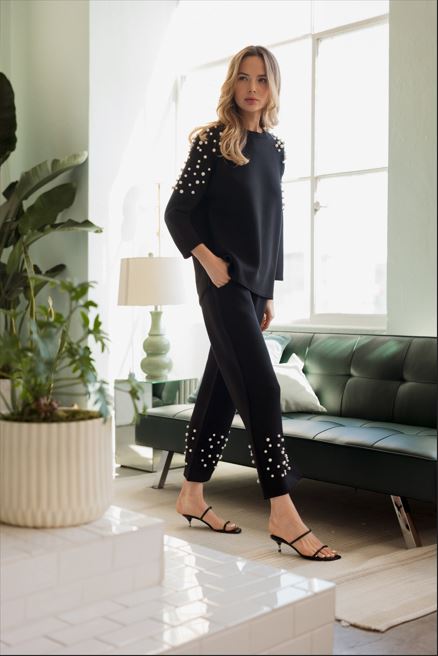 Faith Stretch French Scuba Pearl Pant