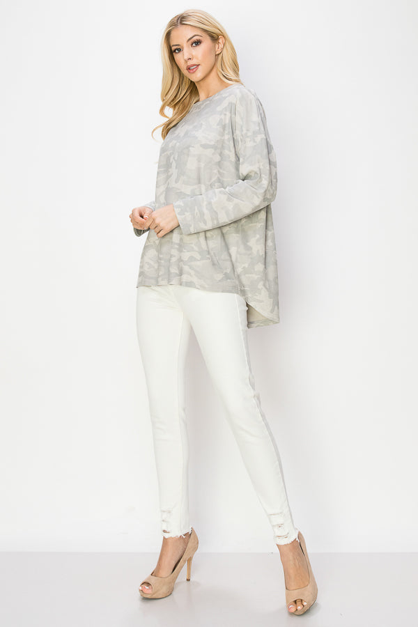 Amanda Stretch Suede Camouflage Top