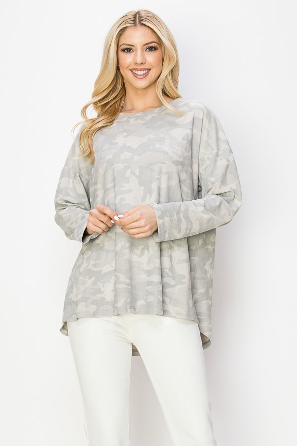 Amanda Stretch Suede Camouflage Top