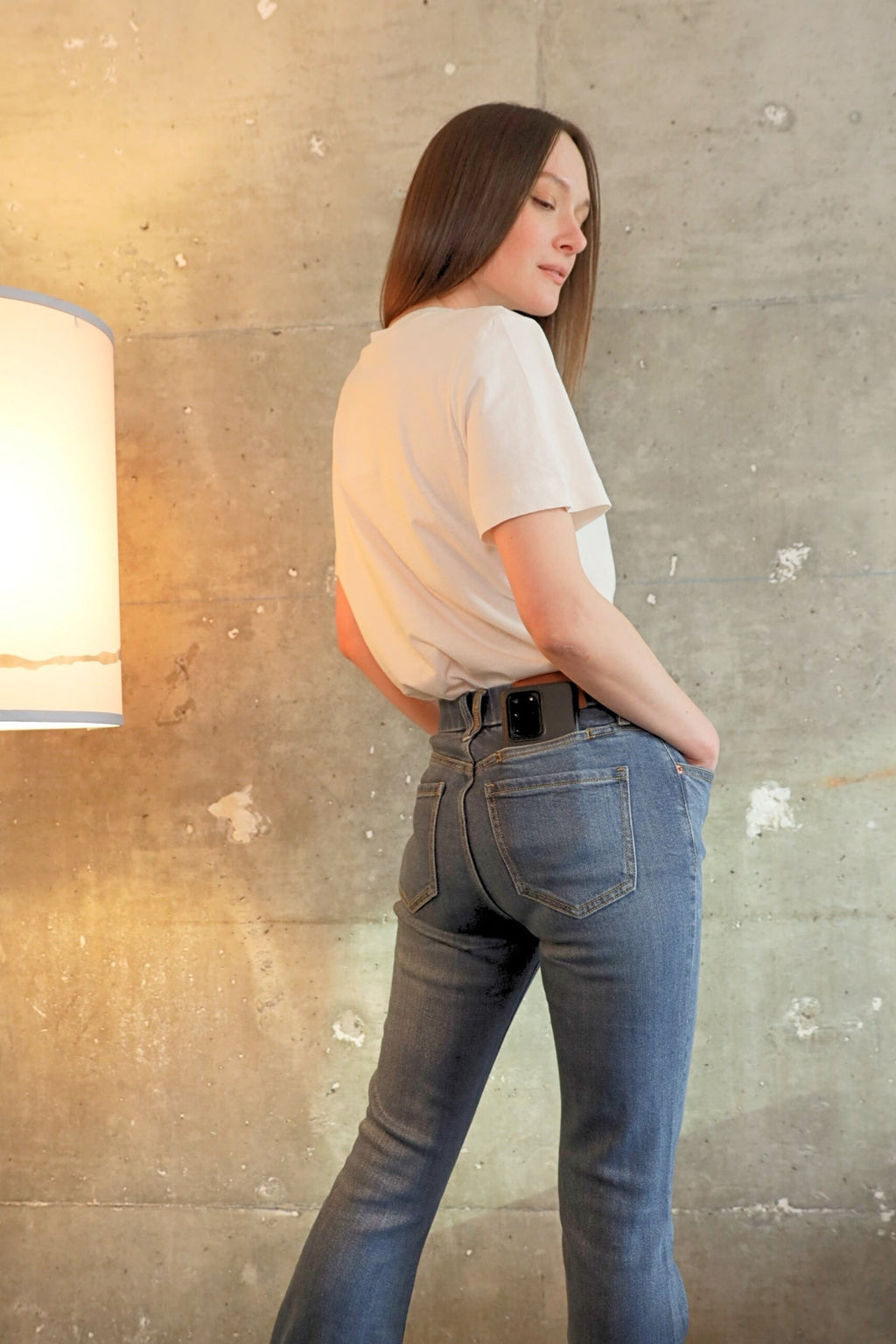 ECO ZERO COTTON Corset High Rise Phone Pocket Bootcut Jeans