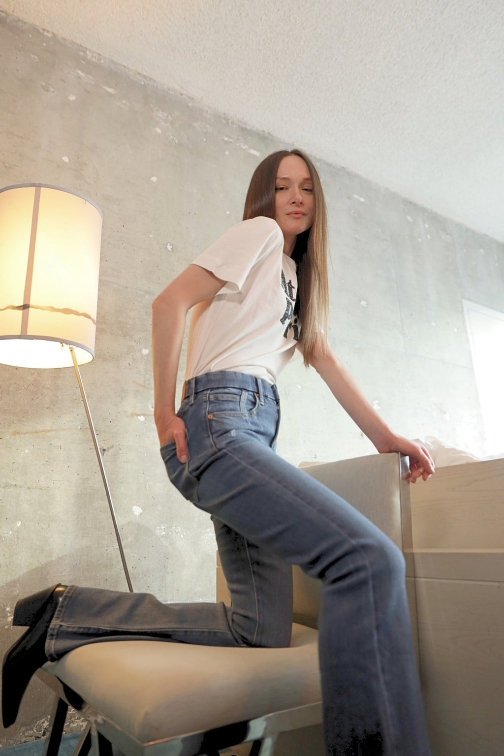 ECO ZERO COTTON Corset High Rise Phone Pocket Bootcut Jeans