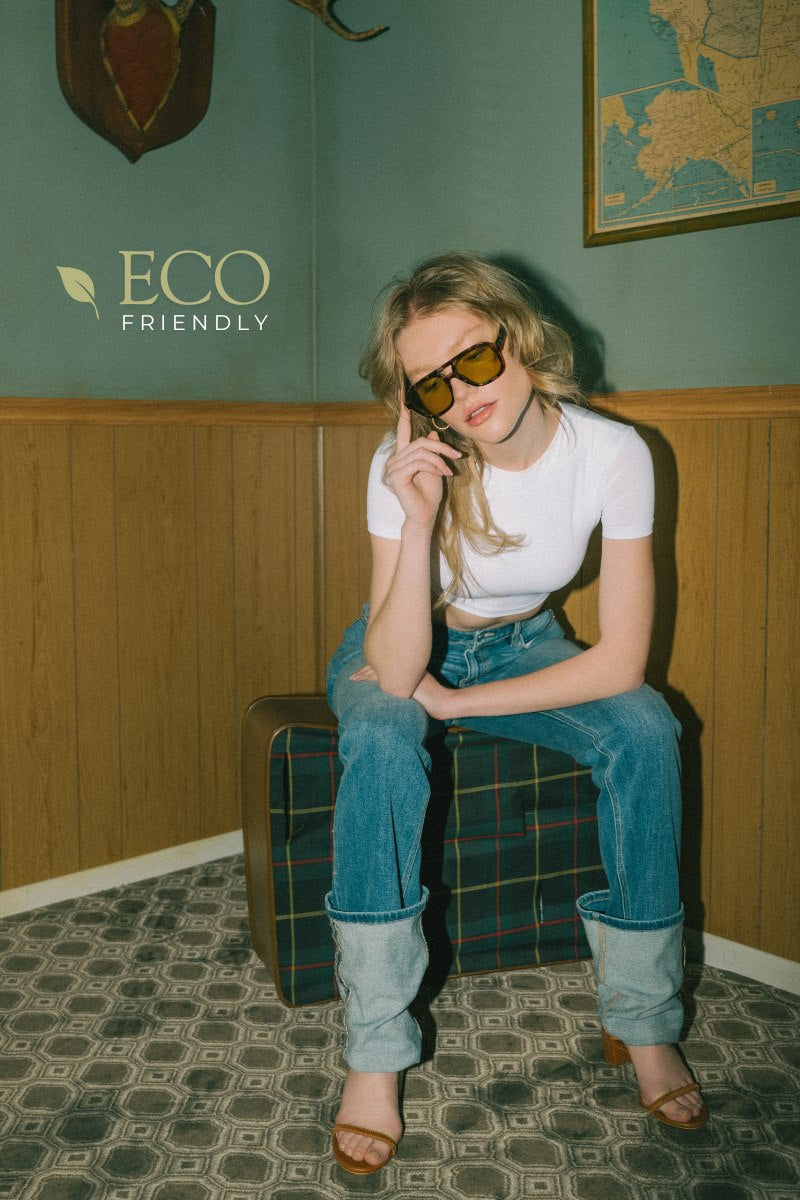 ECO Friendly Seraphina Cuff Detailing Straight Leg Jeans