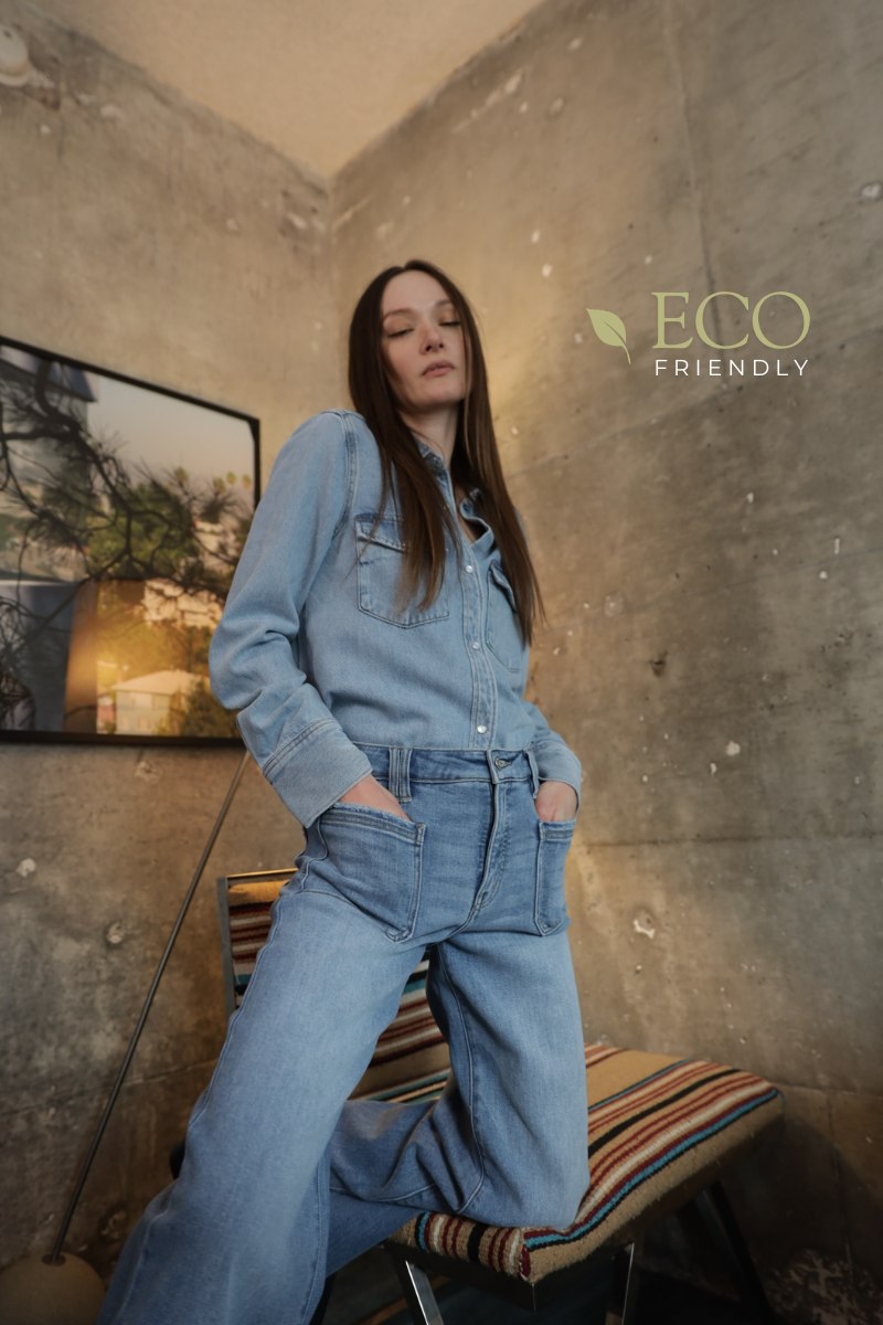 Eco Friendly Fabric High Rise Slim Palazzo Jeans