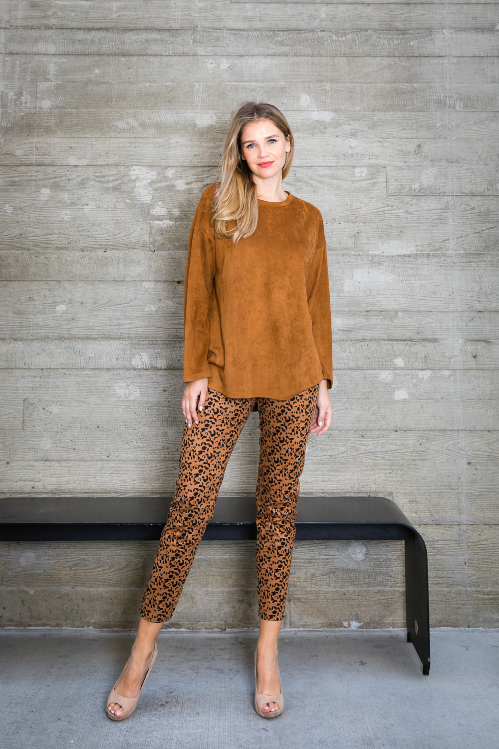 Annelise Stretch Suede Pant - Leopard