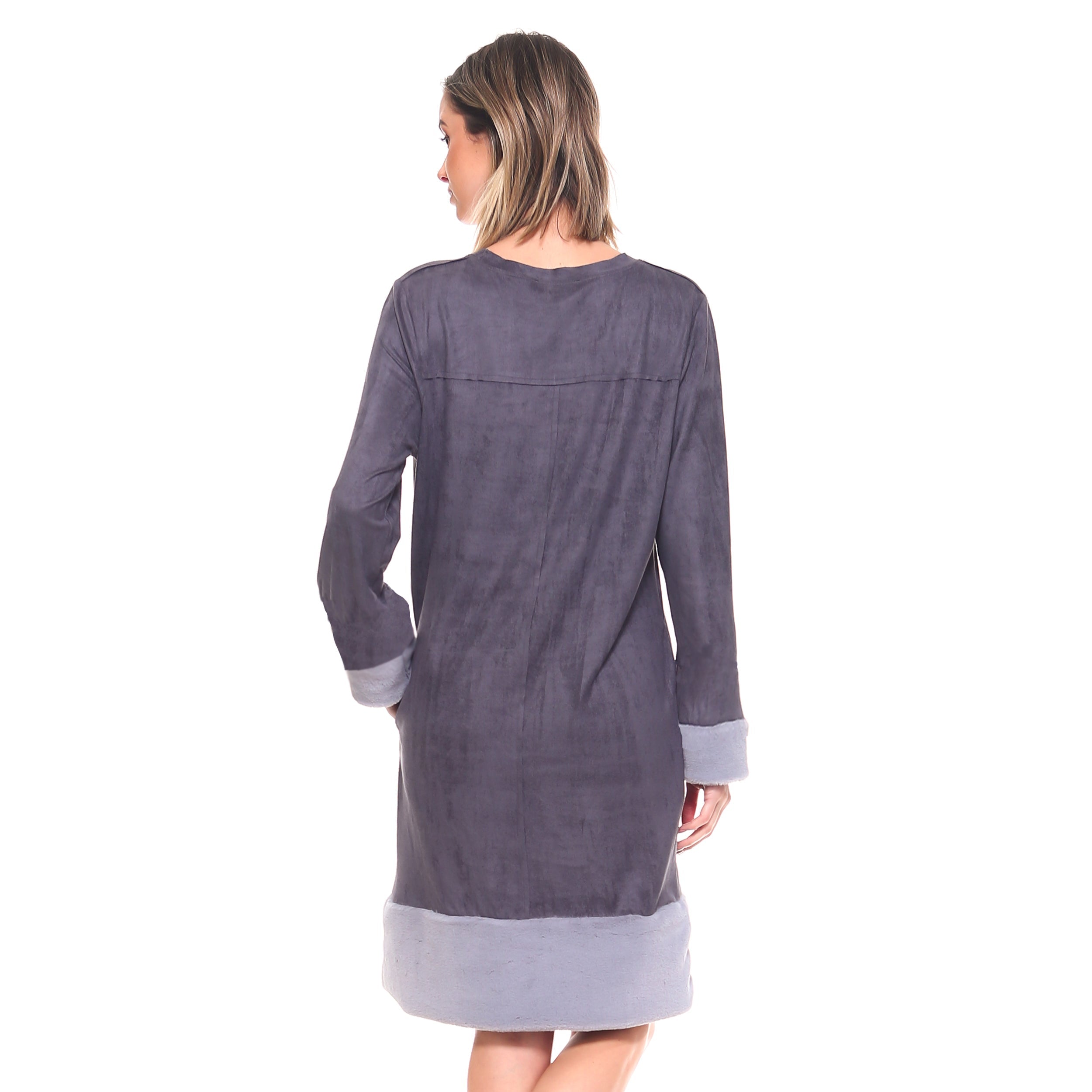 Avery Suede Dress with Fur Trim