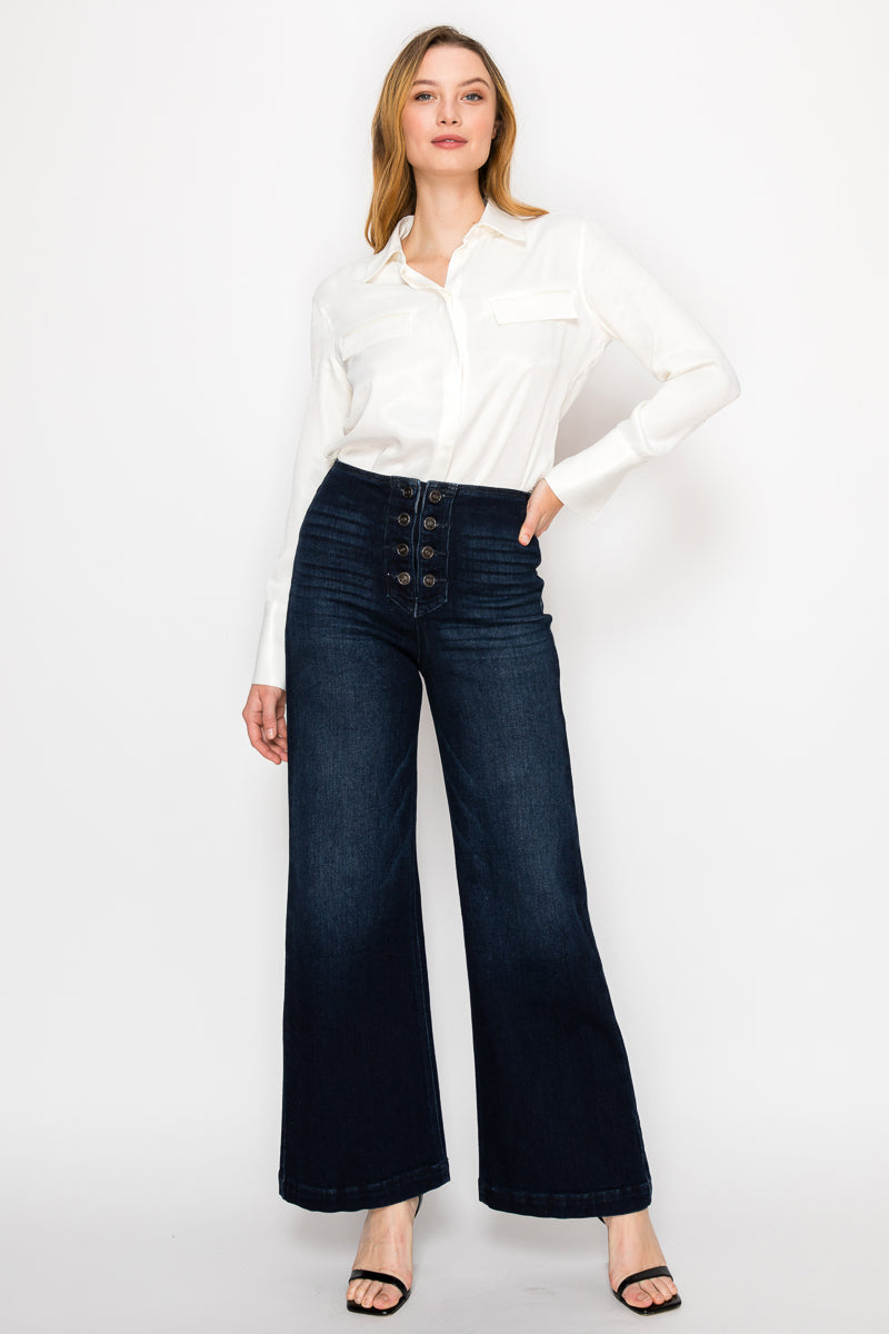 Eco Friendly Ultra High Rise Slim Palazzo Sailor Jeans