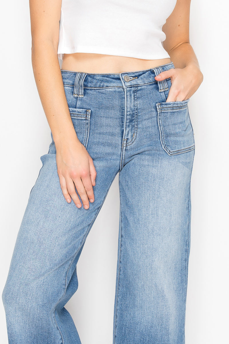 Eco Friendly Fabric High Rise Slim Palazzo Jeans