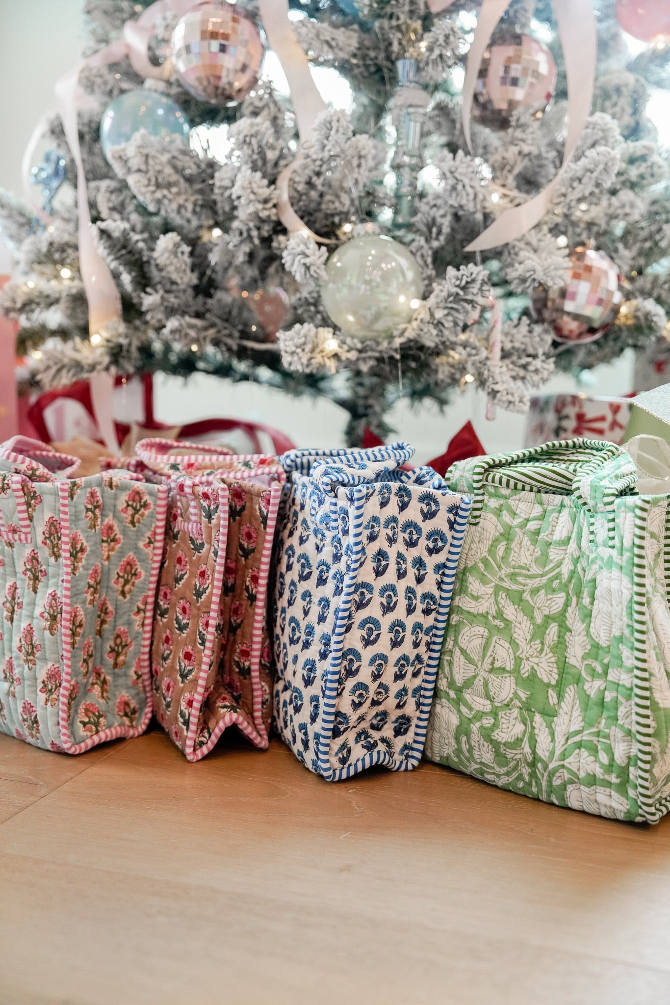 Quilted Block-Print Mini Tote Bag