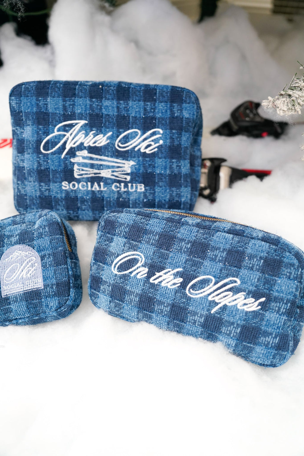 On The Slopes - Navy Plaid Large Bag