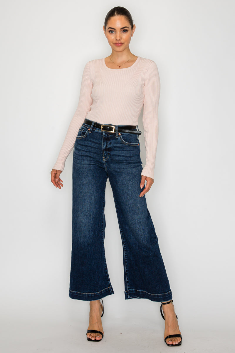 Artemis Vintage | High Rise Cropped Palazzo Jeans