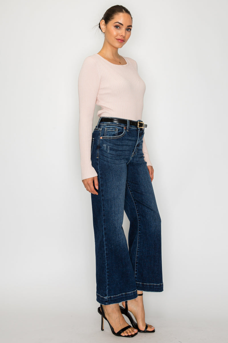 Artemis Vintage | High Rise Cropped Palazzo Jeans