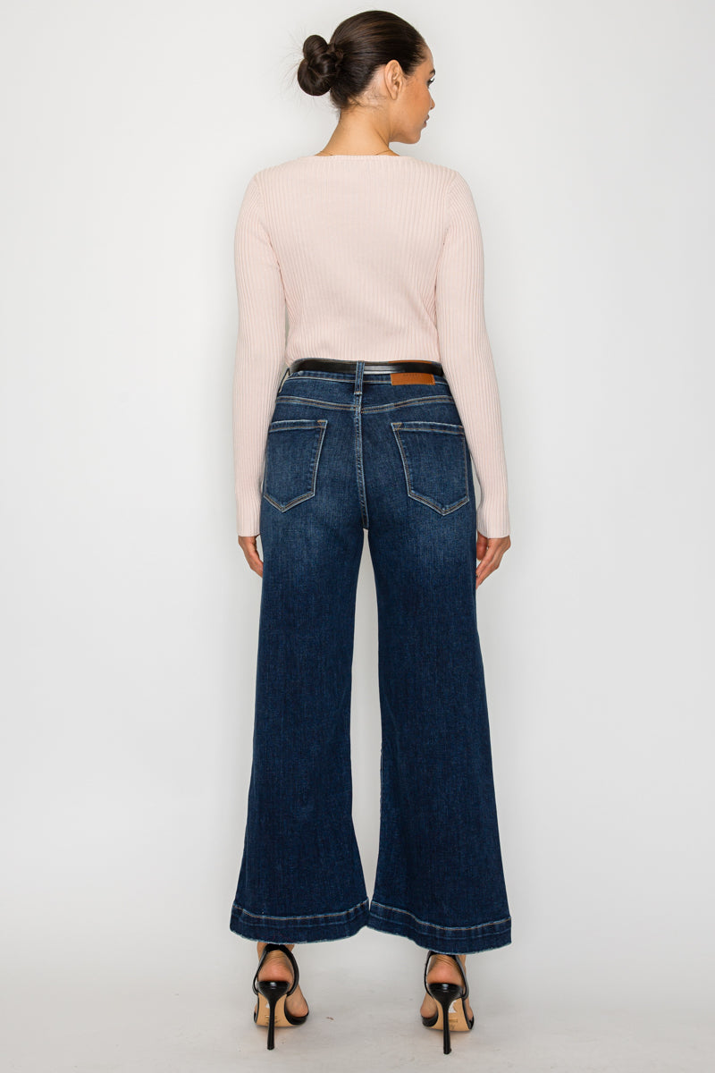 Artemis Vintage | High Rise Cropped Palazzo Jeans