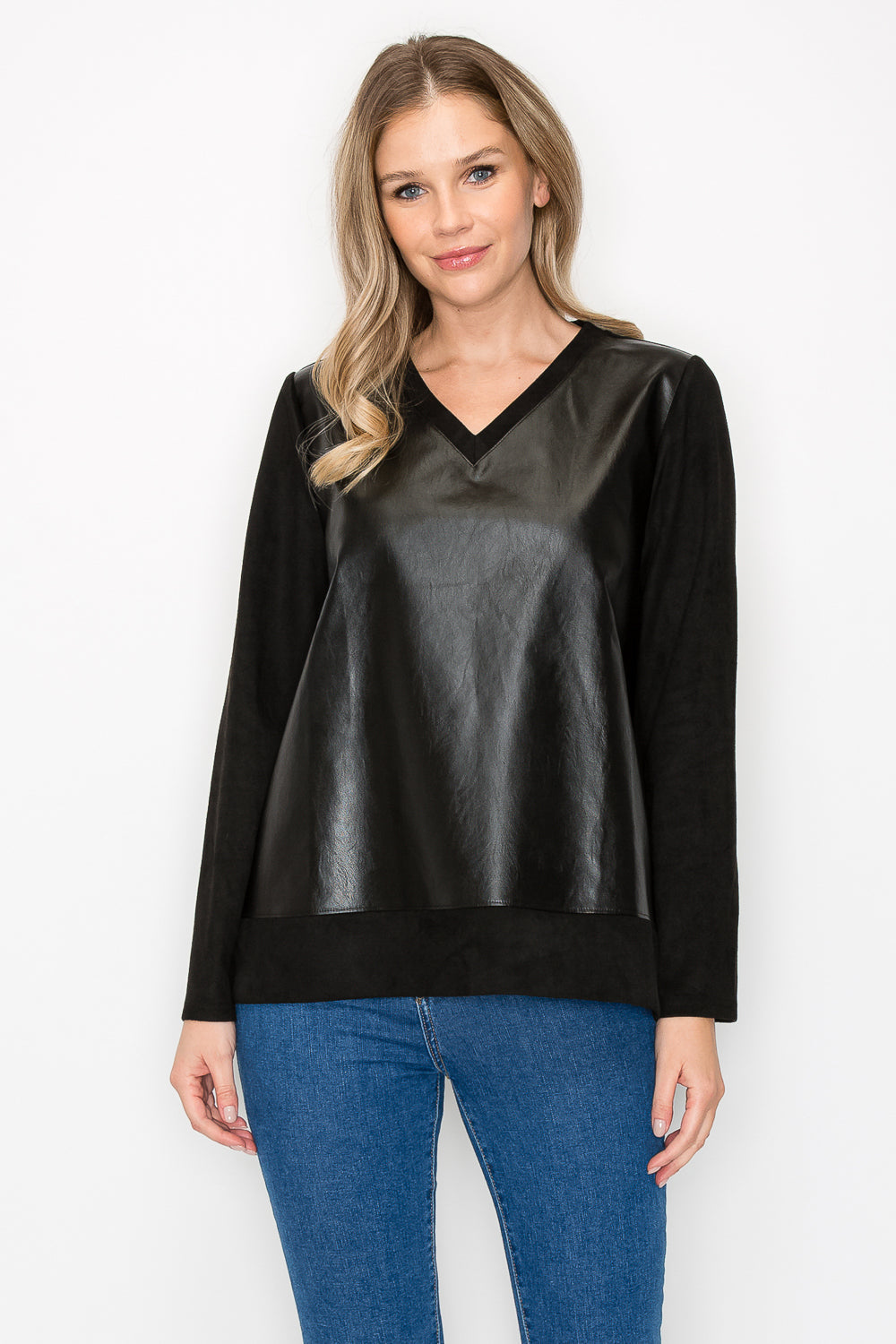 Annabelle Suede Top with Vegan Leather