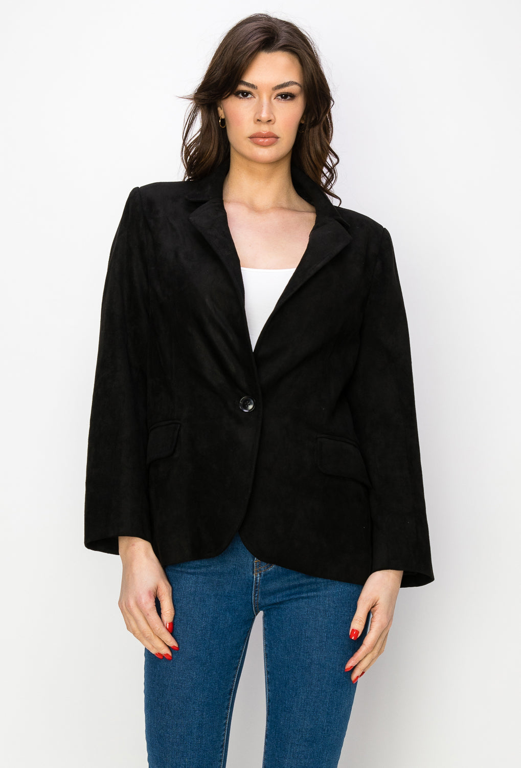Amy Faux Suede Blazer Jacket