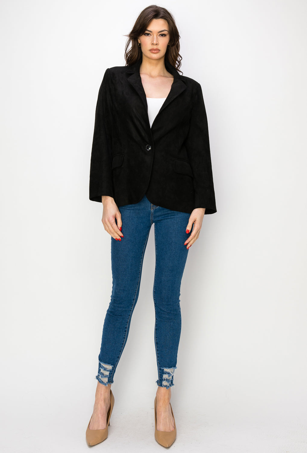 Amy Faux Suede Blazer Jacket