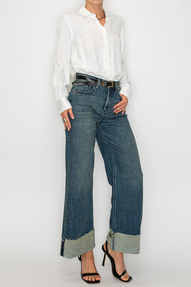 Artemis Vintage | TUMMY CONTROL HIGH RISE CUFFED A WIDE LEG JEANS