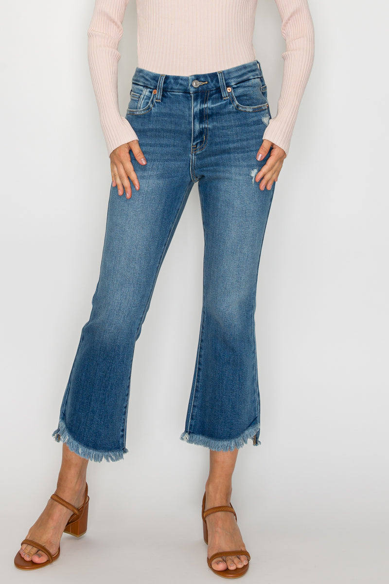 ECO FRIENDLY CORSET CROP FLARE JEANS