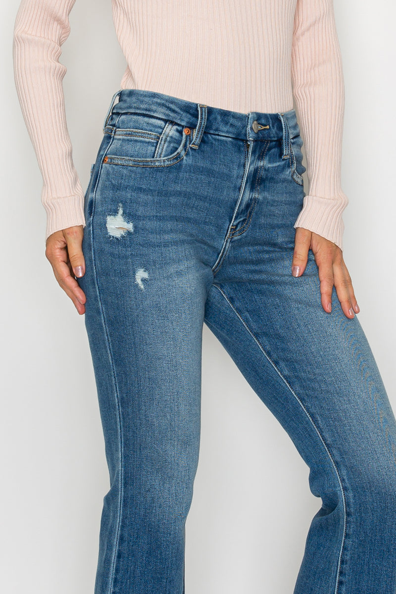 ECO FRIENDLY CORSET CROP FLARE JEANS
