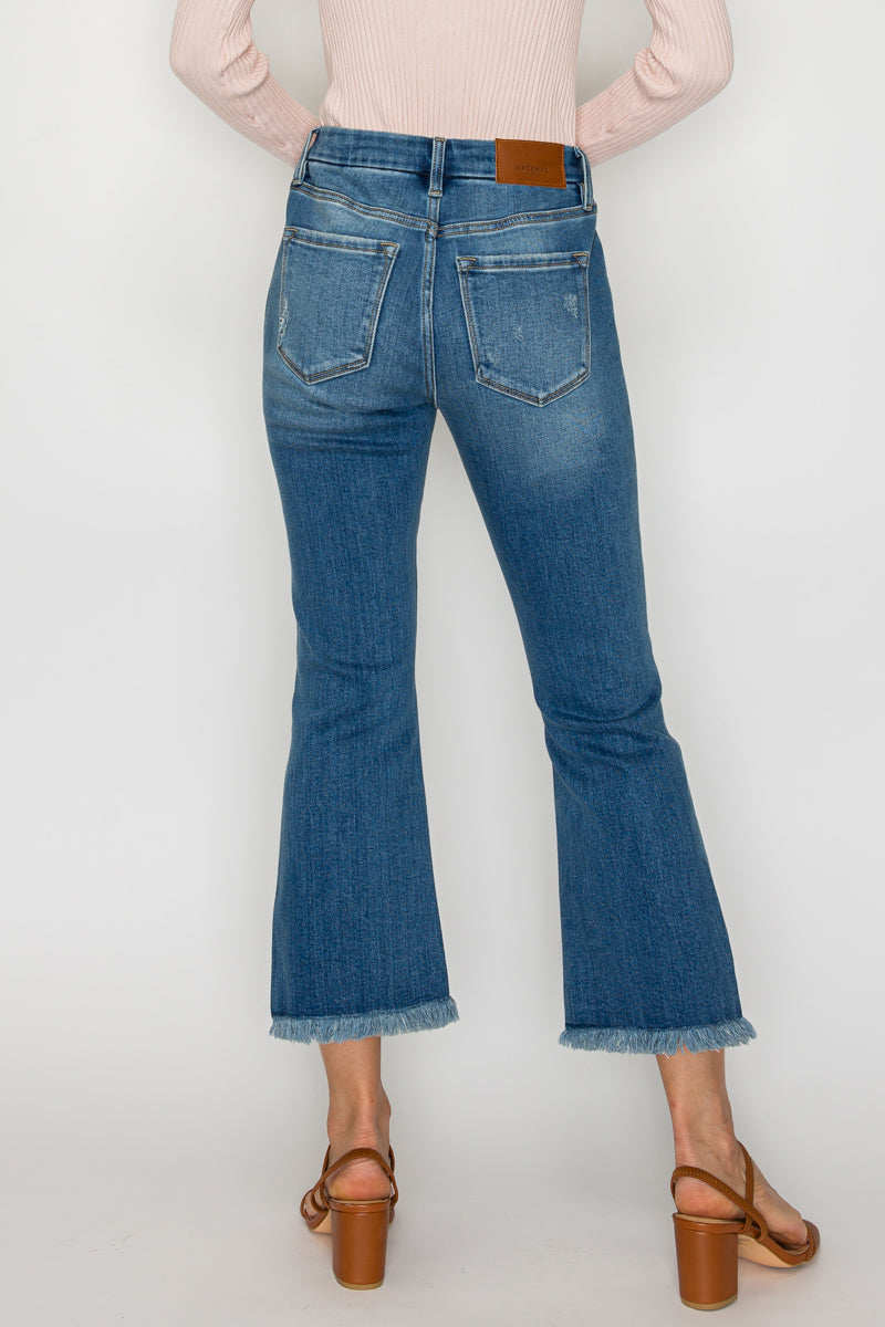 ECO FRIENDLY CORSET CROP FLARE JEANS