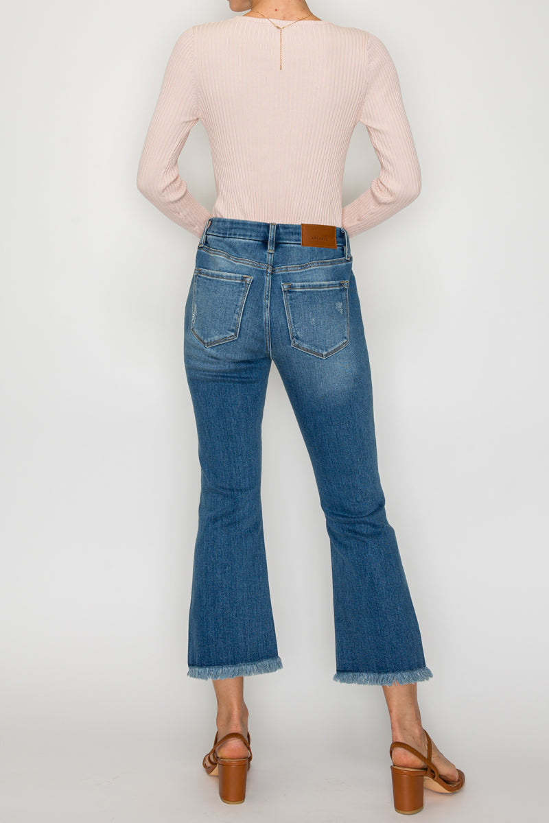 ECO FRIENDLY CORSET CROP FLARE JEANS