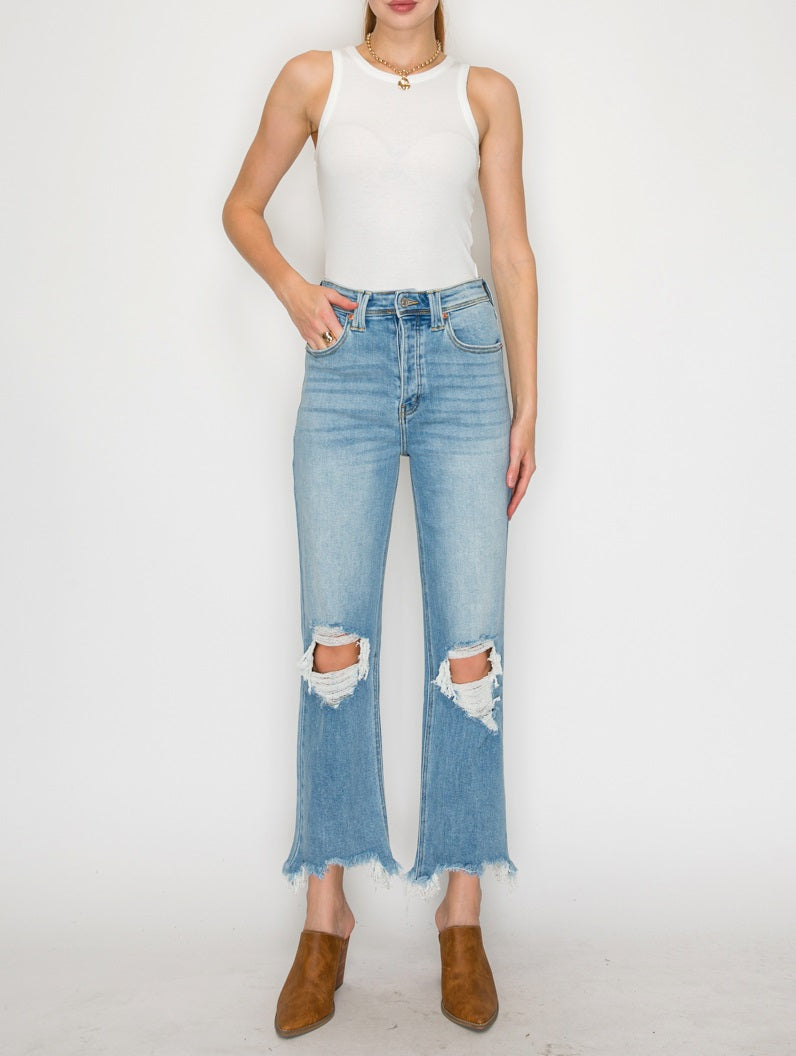 Raelynn Ultra High Rise Modern Wide Jeans – Vintage Distressed Look