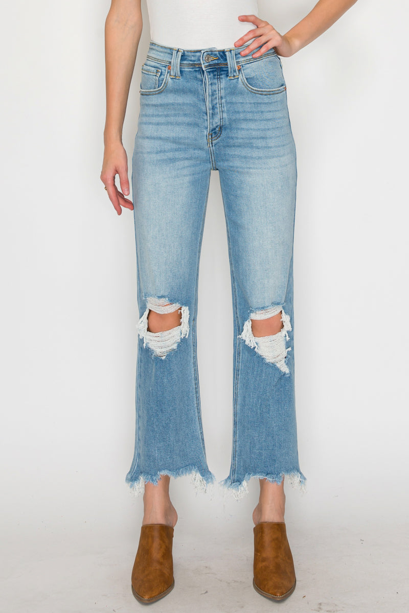 Raelynn Ultra High Rise Modern Wide Jeans – Vintage Distressed Look