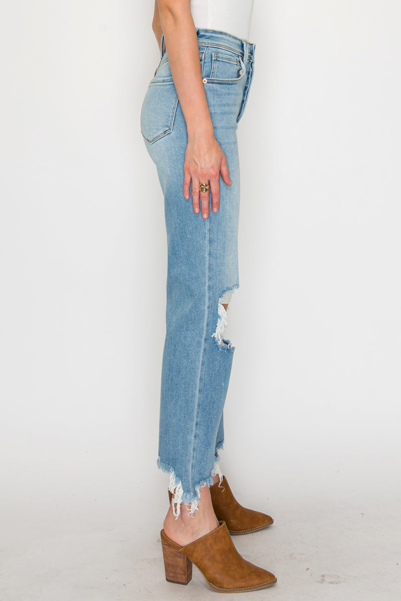Raelynn Ultra High Rise Modern Wide Jeans – Vintage Distressed Look