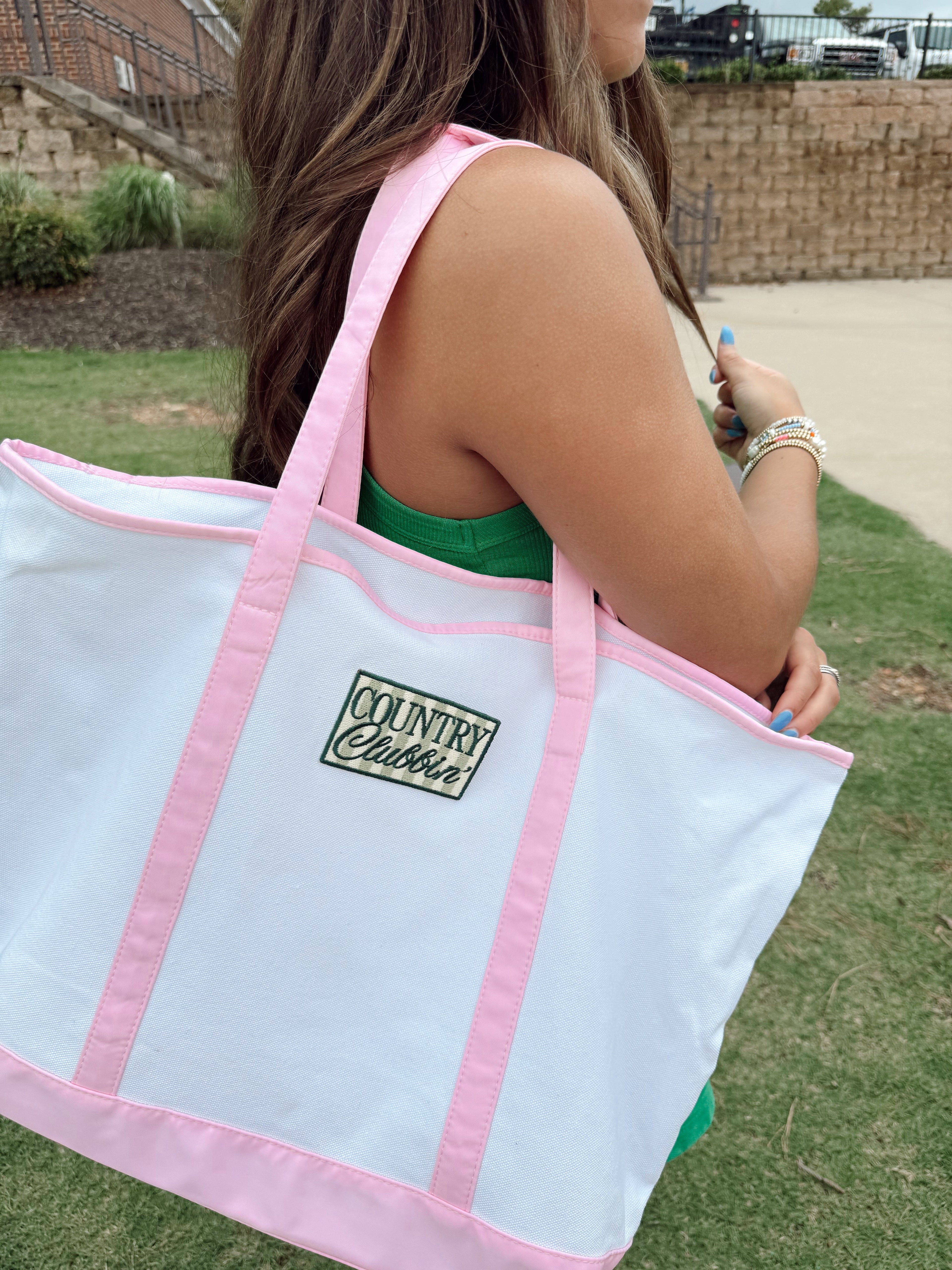 Country Clubbin' - Pink Canvas Tote