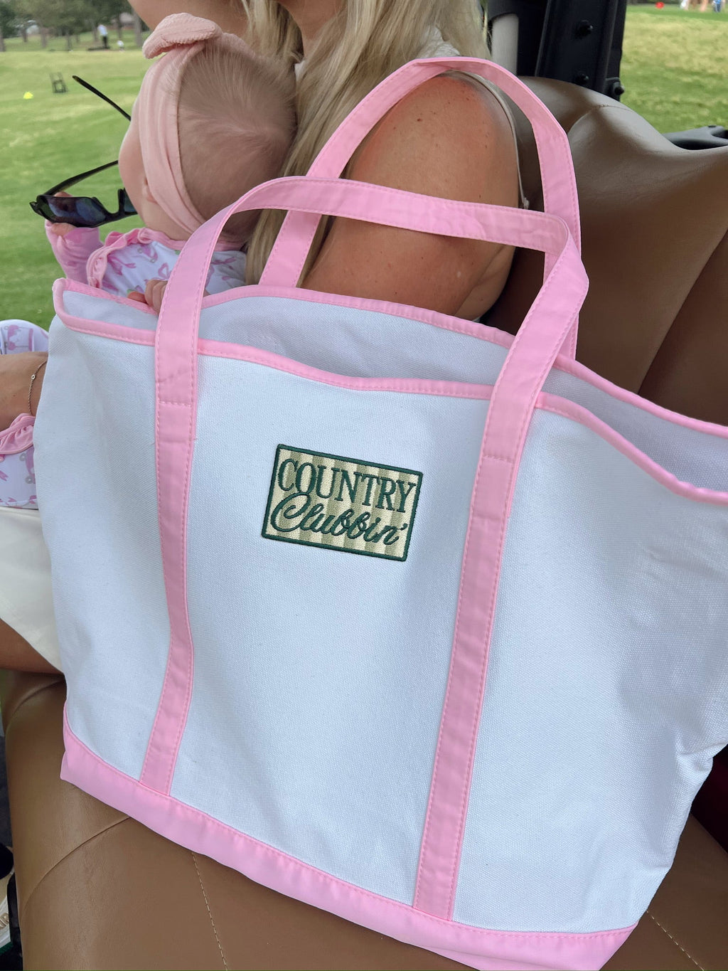 Country Clubbin' - Pink Canvas Tote